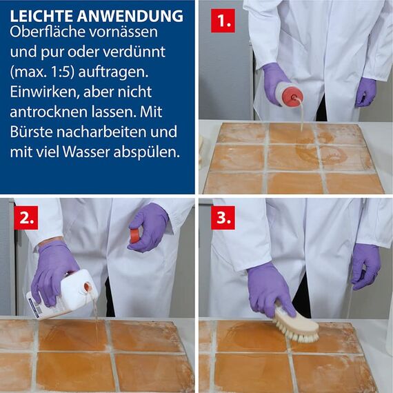 MELLERUD Zementschleier Entferner Säurehaltig | 1 x 1 l | Effizientes Reinigungsmittel gegen Zementschleier, Zementreste und viele weitere Verschmutzungen