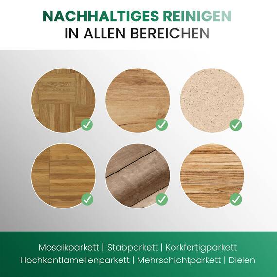 BiOHY Parkettreiniger (1l Flasche) + Dosierer | Konzentrat für versiegeltes & geöltes Parkett | materialschonend & schmutzlösend | für eine streifenfreie Reinigung | 2 in 1 Pflege & Reinigungsmittel