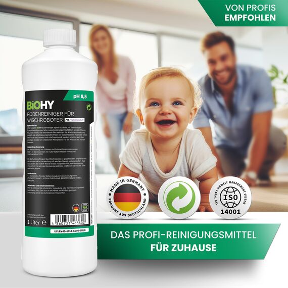 BiOHY Bodenreiniger für alle Wischroboter mit Frühlingsduft (3 x 1 Liter) | Schaumarm & Streifenfrei | Reinigungsmittel Konzentrat für alle Böden