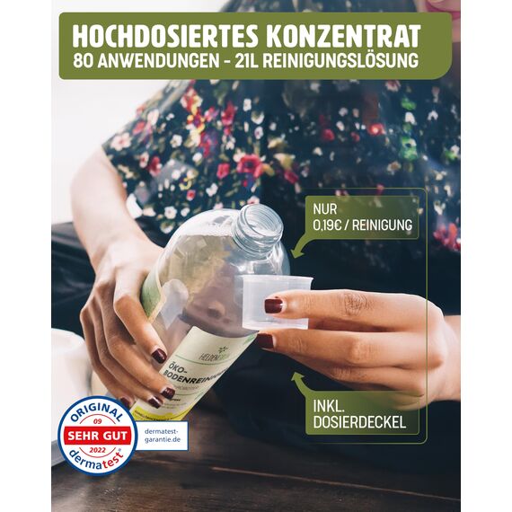 Heldengrün® Öko Bodenreiniger für Wischroboter [YUZU & LEMONGRASS] Dermatologisch getestet - Wischroboter Reinigungsmittel - Streifenfrei & schaumarm - Reiniger Wischroboter - 3 x 1000 ml