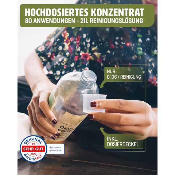 Heldengrün® Öko Bodenreiniger für Wischroboter [PFIRSICHBLÜTE & MANDEL] - Extrem gründliches Wischroboter Reinigungsmittel - Streifenfrei, schnelltrocknend & schaumarm - 3 x 1000 ml