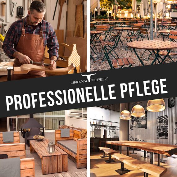 Möbelwachs Möbelöl & Möbelreiniger als Sparset für Holzoberflächen, Kunststoffoberflächen, Kunstleder, Natur- u. Kunststeine, Lederoberﬂächen URBAN FOREST (Sparset Reiniger+Wachs+Politur)