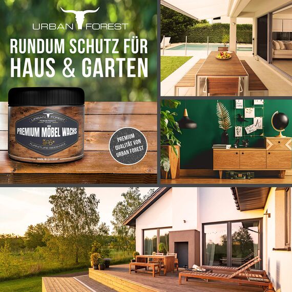 Möbelpflege SPARSET Reinigung & Pflege für Möbel & Oberflächen wie Holz Kunststoff Kunstleder Natursteine Kunststeine Leder von URBAN FOREST (SPARSET Wachs 250ml + Reiniger 500ml)