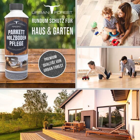 · URBAN FOREST · PREMIUM PRODUCTS SPARSET Holzwachs farblos + Holz Bodenreiniger für Parkett & Holz Bodenpflege Profi Holz-Pflege von URBAN FOREST MADE IN GERMANY