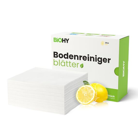 BiOHY Bodenreiniger Blätter (1 x 60 Stück) | Bodenreiniger Konzentrat Alternative | Wasserlöslich & Geeignet für Holz, Laminat, Fliesen, PVC für maschinelle & manuelle Bodenreinigung