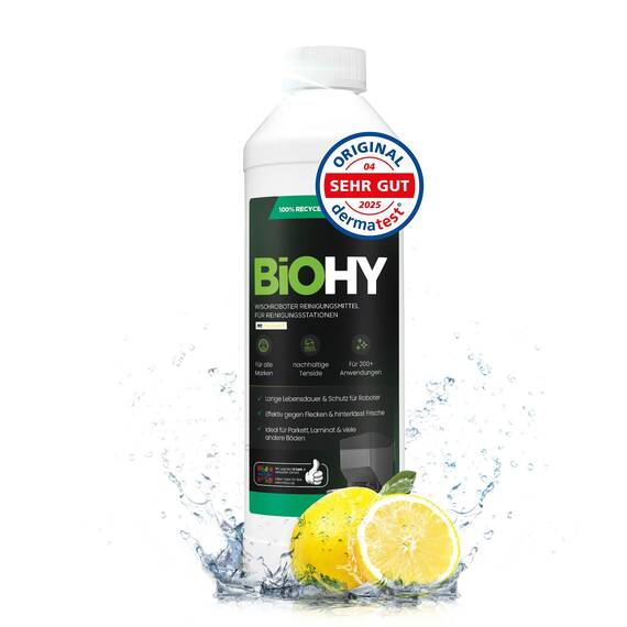 BiOHY Wischroboter Reinigungsmittel für Reinigungsstationen mit Frischeduft (500 ml) | Verlängert die Lebensdauer der Absaugstation | Schaumarmes Bodenreiniger Konzentrat