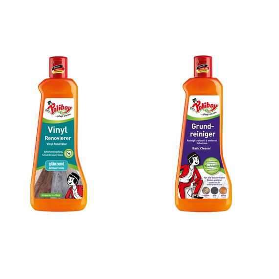 Poliboy Vinyl Renovierer + Grundreiniger - perfektes Set zum pflegen von Vinylböden - 2x 500ml (1000ml) - Made in Germany