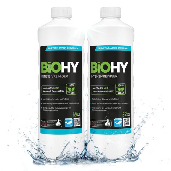 BiOHY Intensivreiniger Universal (2 x 1 liter) | Bodenreiniger Konzentrat | hocheffektiver Reiniger | ideal für Reinigungsautomaten & Hochdruckreiniger | ideal für Hochdruckreiniger | Fugenreiniger