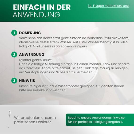 BiOHY Wischroboter Reinigungsmittel für Reinigungsstationen mit Orangenduft (9 x 1 Liter) + Dosierer | Verlängert die Lebensdauer der Absaugstation | Schaumarmes Bodenreiniger Konzentrat