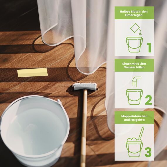 BiOHY Bodenreiniger Blätter (6 x 60 Stück) | Bodenreiniger Konzentrat Alternative | Wasserlöslich & Geeignet für Holz, Laminat, Fliesen, PVC für maschinelle & manuelle Bodenreinigung