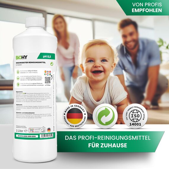 BiOHY Wischroboter Reinigungsmittel für Holzböden (3 x 1 Liter) | Bodenreiniger Konzentrat | Laminat & Parkettpflege | Bodenreiniger Mittel mit streifenfreiem Glanz | Schaumarm