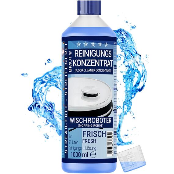 1x 1000ml Wischroboter Reinigungsmittel Konzentrat | extra frischer Duft | streifenfrei & schaumarm + Dosierbecher | Bodenreiniger u.v.m.