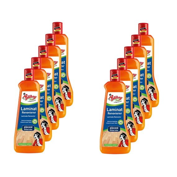 Poliboy - Laminat Renovierer - Sofort Versiegelung - lang anhaltenden Glanz und Schutz - Bodenreinigung - 10er Pack - 10x500ml (5 Liter) - Made in Germany