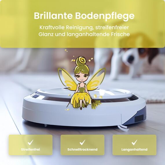 Mrs. SHINY - Wischroboter Reinigungsmittel mit Frischeduft - streifenfreie Sauberkeit & schnelles Trocknen - Bodenreiniger Wischroboter - Kompatibel mit allen Saugwischern - 750ml (Zitrone)