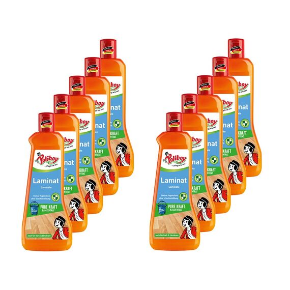 Poliboy - Laminat Pflege - Konzentrat mit Orangenöl - auch für Kork und Linoleum - Bodenreinigung - 10er Pack - 10x500 ml (5 Liter) - Made in Germany