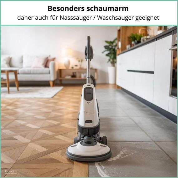 PureCLN Wischroboter Reinigungsmittel Schaumarm, 1L Konzentrat - Reinigungsmittel für Nasssauger und Saugwischer, frisch & streifenfrei - Bodenreiniger Wischroboter für allen Hartböden und Holz