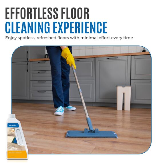 Dr. Schutz Grundreiniger R 750 ml für elastische Bodenbeläge | Bodenreiniger für Vinyl, PVC, CV, Linoleum, Naturstein, Kunststein, Kautschuk | Kunststoffreiniger, WPC-Reiniger, Fliesenreiniger