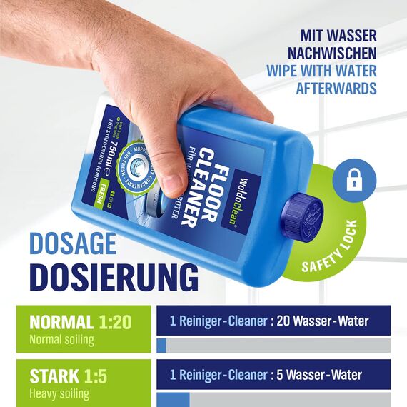 WoldoClean Wischroboter Bodenreiniger Konzentrat 750 ml - streifenfrei für alle Hartböden & Wischroboter, frischer Duft