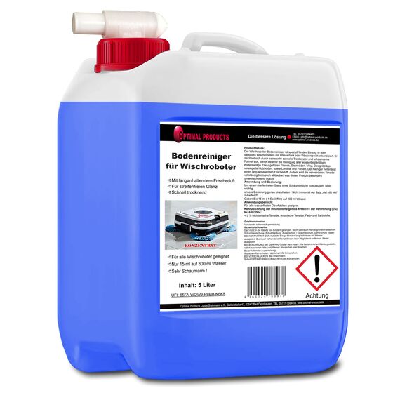 Bodenreiniger für Wischroboter (5l Kanister + Auslaufhahn) Reinigungsmittel Konzentrat für alle Wisch & Saugroboter mit Nass-Funktion | Schaumarm & Streifenfrei | mit ausgeprägtem Frischeduft