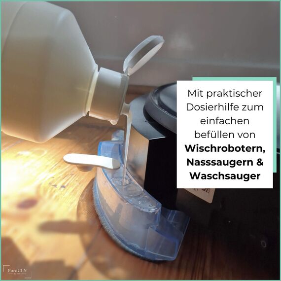 PureCLN Wischroboter Reinigungsmittel Schaumarm, 1L Konzentrat - Reinigungsmittel für Nasssauger und Saugwischer, frisch & streifenfrei - Bodenreiniger Wischroboter für allen Hartböden und Holz