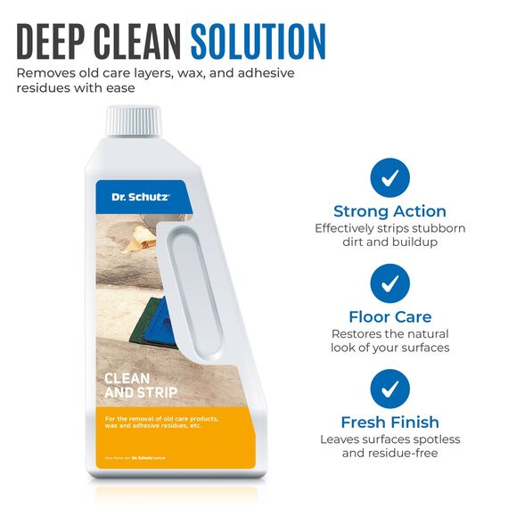 Dr. Schutz Grundreiniger R 750 ml für elastische Bodenbeläge | Bodenreiniger für Vinyl, PVC, CV, Linoleum, Naturstein, Kunststein, Kautschuk | Kunststoffreiniger, WPC-Reiniger, Fliesenreiniger