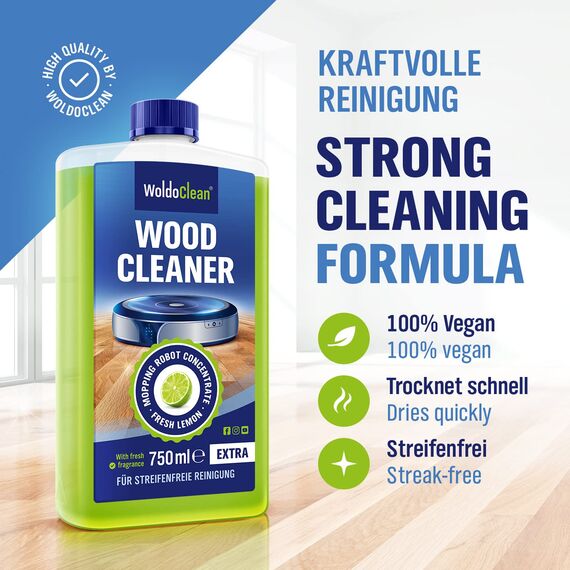 WoldoClean Reinigungsmittel für Wischroboter 750 ml – Holzböden und Dielen mit Frischeduft