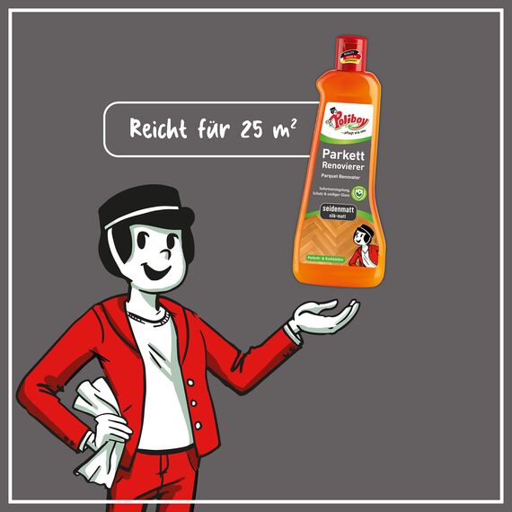 Poliboy - Parkett Renovierer Seidenmatt - für strapazierte Holz- und Korkböden - Bodenreinigung - Einzeln - 500ml - Made in Germany