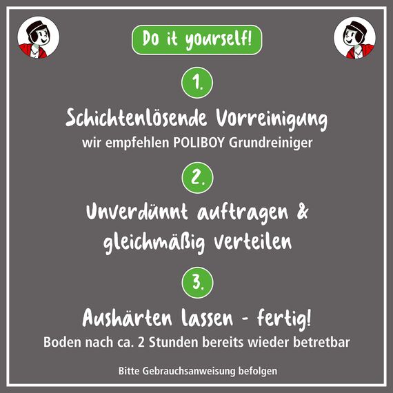 Poliboy - Parkett Renovierer Seidenmatt - für strapazierte Holz- und Korkböden - Bodenreinigung - 5er Pack - 5x500ml (2,5 Liter) - Made in Germany