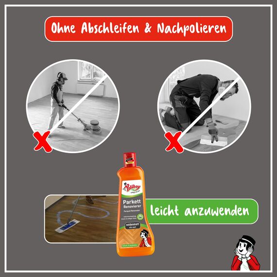 Poliboy - Parkett Renovierer Seidenmatt - für strapazierte Holz- und Korkböden - Bodenreinigung - Einzeln - 500ml - Made in Germany