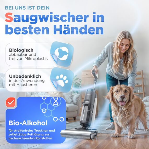 NeuraClean Bodenreiniger Wischroboter Reinigungsmittel [Extra Stark] Schaumarm 750ml - Saugroboter Reinigungsmittel für streifenfreie Reinigung mit Duft - Reiniger für Saugwischer aller Art