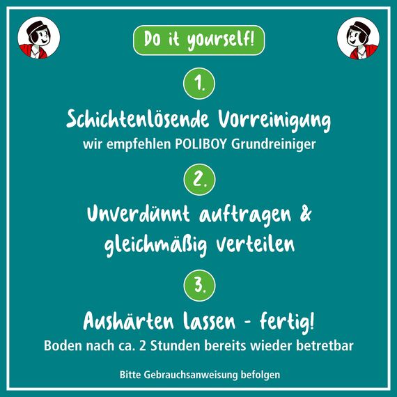 Poliboy - Vinyl Renovierer - zur Auffrischung von strapazierten Vinylböden - Bodenpflege - 5er - 5x500 ml (2,5 Liter) - Made in Germany