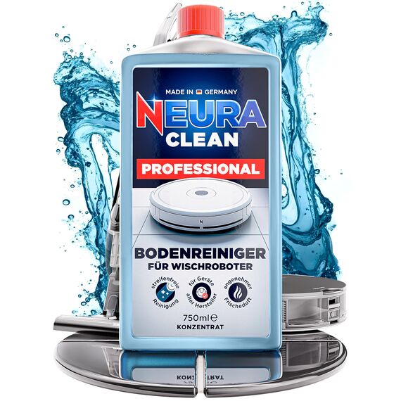 NeuraClean Bodenreiniger Wischroboter Reinigungsmittel [Extra Stark] Schaumarm 750ml - Saugroboter Reinigungsmittel für streifenfreie Reinigung mit Duft - Reiniger für Saugwischer aller Art