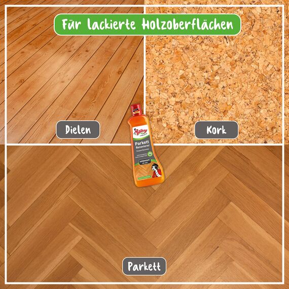 Poliboy - Parkett Renovierer Seidenmatt - für strapazierte Holz- und Korkböden - Bodenreinigung - 5er Pack - 5x500ml (2,5 Liter) - Made in Germany