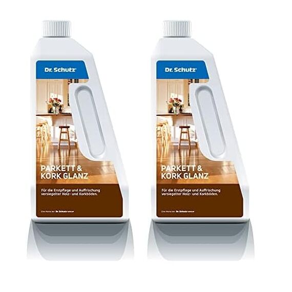 Dr. Schutz Parkett & Kork Glanz 750 ml | glänzender Pflegefilm gegen Kratzer und Gehspuren | für versiegelte Parkett- und Korkböden (Packung mit 2)