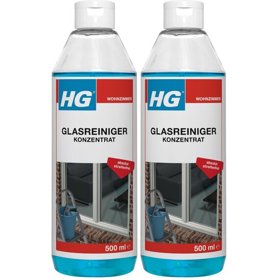 HG Fensterreiniger, professionelles Konzentrat, streifenfreier Glanz – 500 ml (Packung mit 2)