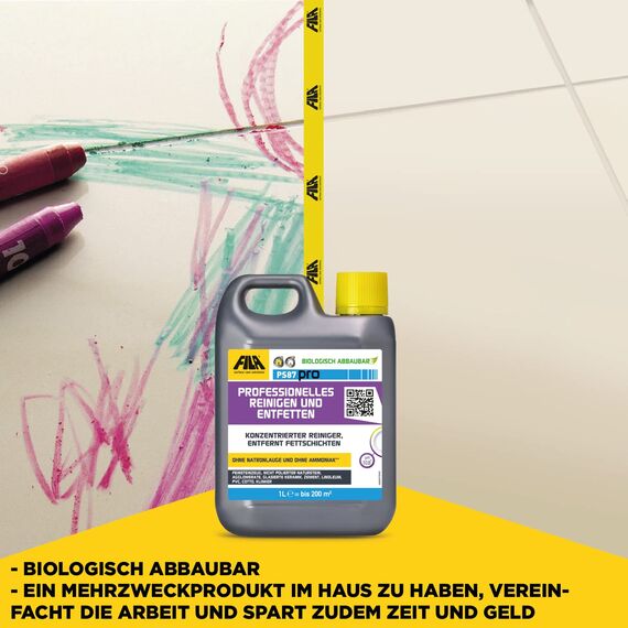FILA Surface Care Solutions, PS87 PRO, 1 Produkt, 3 Funktionen: Entfetter reiniger, Edding Entferner und Wachsentferner, Intensiv Fettlöser, Steinreiniger Intensiv Aussen, Sgrassatore, 1L