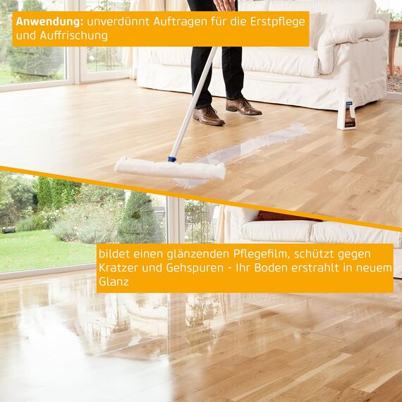 Dr. Schutz Parkett & Kork Glanz 750 ml | glänzender Pflegefilm gegen Kratzer und Gehspuren | für versiegelte Parkett- und Korkböden