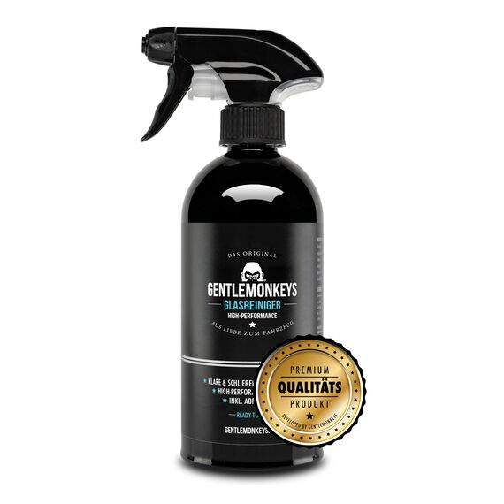 GENTLEMONKEYS Glasreiniger Auto (500ml) • Auto Scheibenreiniger für Innen & Außen • Streifenfrei mit Abperleffekt für Autoscheiben, Spiegel & Fenster • High-Performance Windschutzscheiben Reiniger