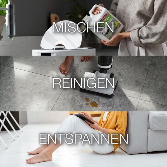 Bona Reinigungsmittel Wischroboter Saugroboter 2,5 L Konzentrat mit Zitronen-Minze-Duft pflanzliche Basis, Stein Fliesen Laminat, Nass und Trockensauger