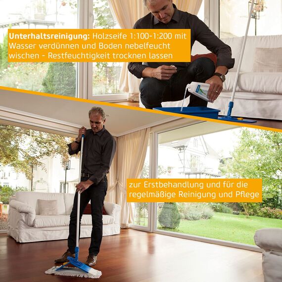 Dr. Schutz Holzseife 5L | Reinigung & Pflege für geölte Holzböden | 2-in-1-Wischpflege für schönes Parkett