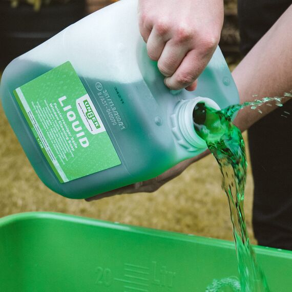 UNGER Glasreiniger UNGER’s Liquid (5 Liter, Konzentrat, Mischverhältnis 1:100, pH-neutral, streifenfreie Fenster, Sicherheitsverschluss, Dosierungs-Skala) FR500