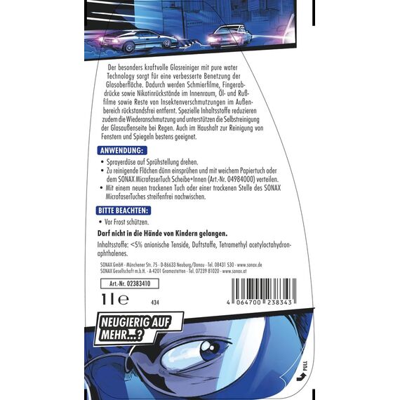 SONAX XTREME ScheibenKlar Sonderedition Miami Race (1 Liter) zur Entfernung von Verschmutzungen auf Scheiben & für eine Besser benetzte Glasoberfläche | Art-Nr. 02383410