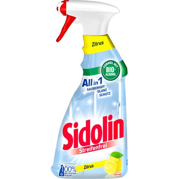 Sidolin Zitrus, Glasreiniger mit Abperl-Effekt (10 x 500 ml Sprühflasche)