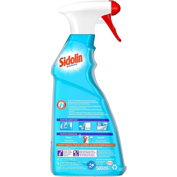 Sidolin Cristal, Glasreiniger 10x Sprühflasche, für einen perfekten Glanz und gegen Mikrorisse (10x500ml)