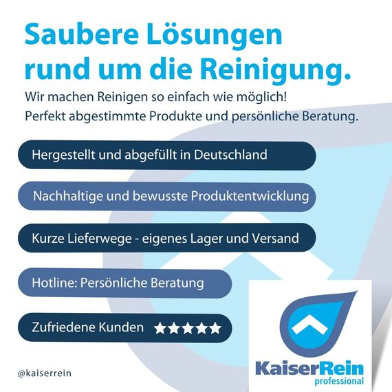 KaiserRein Glasreiniger Konzentrat mit Lotuseffekt 3x 1L - Professioneller Fensterreiniger für streifenfreien Glanz auf Glas, Fenstern und Spiegeln - Fenstersauger geeignet