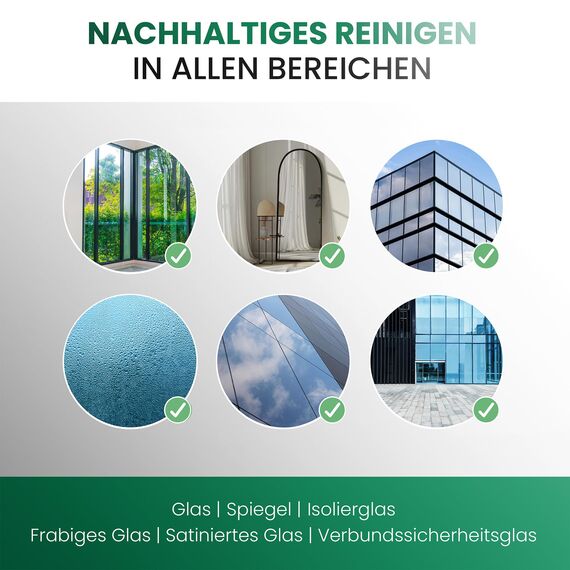 BiOHY Glasreiniger für Fenstersauger (1l Flasche) + Dosierer | Fensterreiniger Konzentrat für alle Fenstersauger | Bio Reinigungsmittel sorgt für streifenfreien Glanz | Glasreiniger