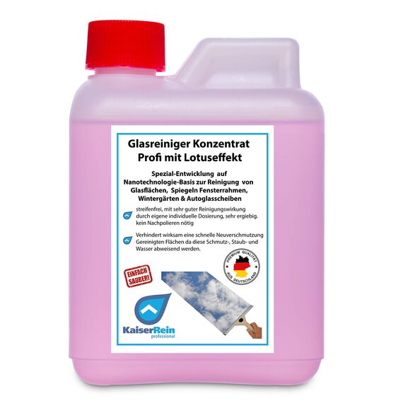 KaiserRein 500 ml Kanister Profi Glasreiniger & Fensterreiniger Konzentrat mit Lotus-Effekt 500ml Kanister für alle Glatt und Glasflächen