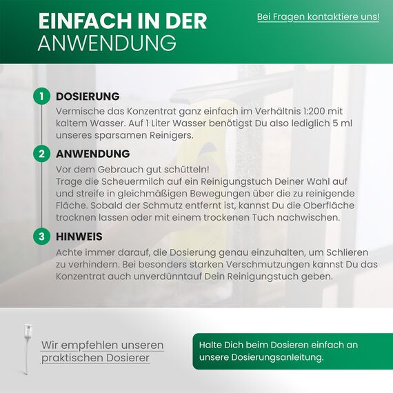 BiOHY Glasreiniger für Fenstersauger (3 x 1 Liter) + Dosierer | Fensterreiniger Konzentrat für alle Fenstersauger | Bio Reinigungsmittel sorgt für streifenfreien Glanz | Glasreiniger