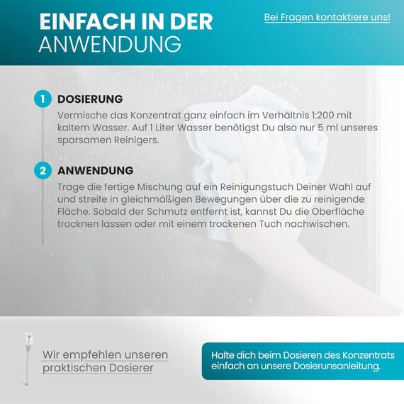 BiOHY Profi Fensterreiniger (9 x 1 Liter) + Dosierer | Glasreiniger Konzentrat | für Fenstersauger geeignet | streifenfreie Reinigung von Glas-, Fenster- & Spiegelflächen | ideal für Haushalt & Auto
