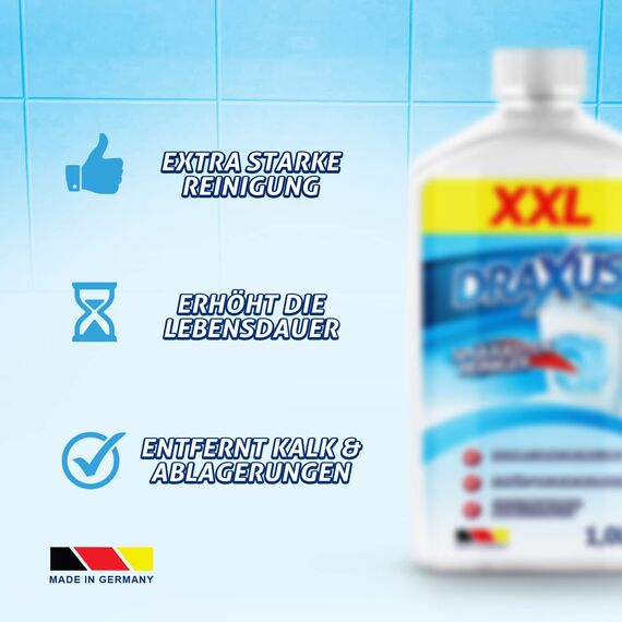 DRAXUS Spülkasten Reiniger in der XXL Flasche (1,0L) I Extra starker Spülkasten Entkalker I Entfernt Kalk und Ablagerungen gründlich (2x Spar-Set)